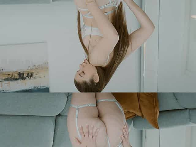 Hot babes Charlie Dean and Chloe Lapiedra in seductive lingerie, teasing with stockings