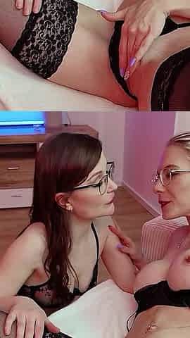 Two German Skinny Nerd Girls with Glasses Seduce Boy to His First FFM 3some Fuck