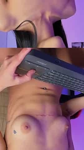 Petite with Glasses and Very Elastic Makes a Big Stream of Squirt
