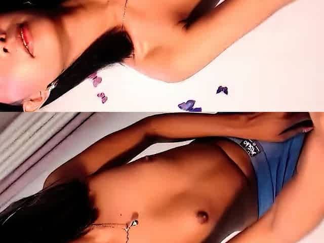 Small titted girl enjoys masturbating at the pool