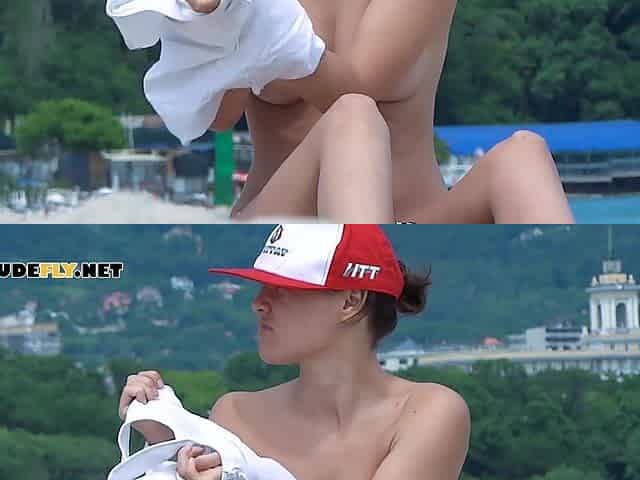 Teen enjoys her time on the nudist beach