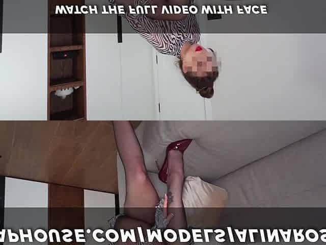 Thighjob and Assjob in Hot Ebony Hose with Cum on Booty