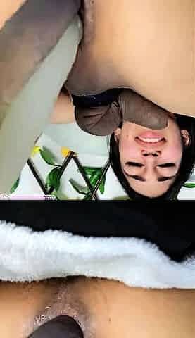 Raspberry Anal Training With Double Dildo