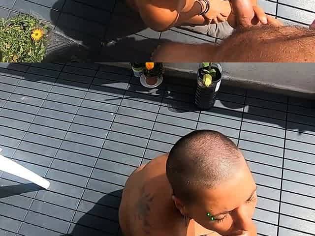 Sucking Cock Outdoors with a Cumshot Finish