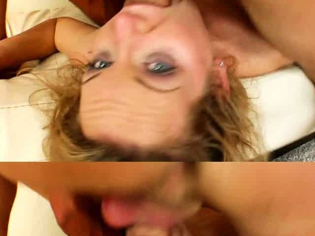 Skinny blonde teen sucking cock fucks hardcore