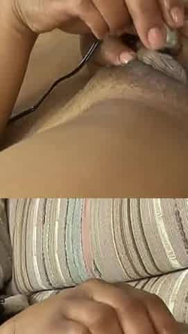 Ebony skinned busty and tattooed Donna Red masturbates with toys
