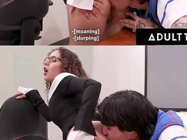 Slutty teacher Lil Revamped seduced teen student with her round soft ass