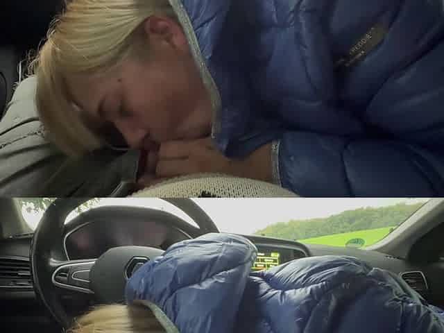 Outdoor Car Blowjob to Cumshot Deep in the Throat Couple Blonde MILF Squirt off