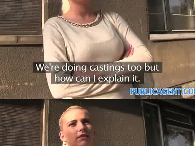 PublicAgent Golden-haired is screwed on all fours outside in public