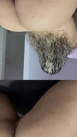 Shaggy-haired doxy opening her little butt whilst twerking and dancing to funk music.