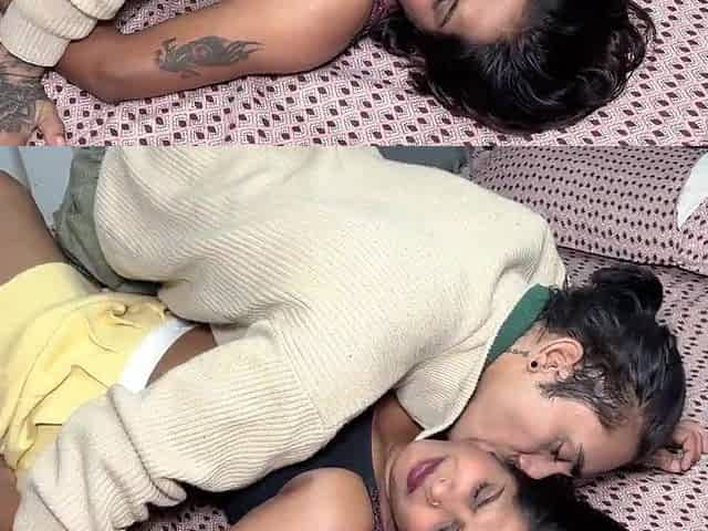 The gal took her boyfriend to the hotel.