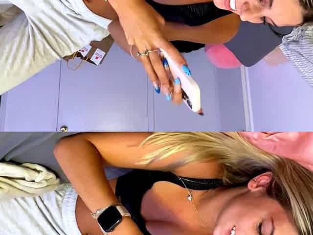 blonde teen pregnant girl has her pussy masturbated