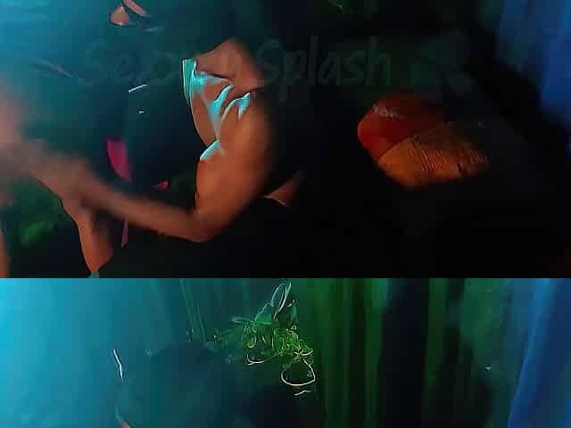 Neon Glasses Black Deepthroat Queen Worships Thick Penis.