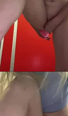 Anal masturbation in store toilet