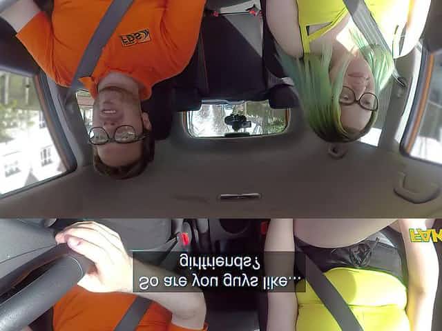 A girl gets her fat hairy pussy sticked deeply during a driving lesson
