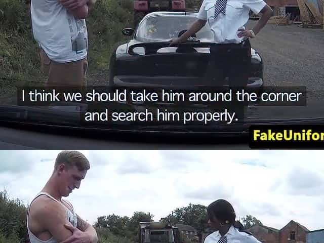 Black british cop spitroasted outdoors in mmf