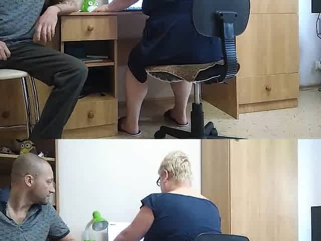 Wanking a rod on a secretary in the office