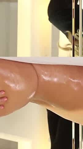 Big boobed masseuse is eating her client's pussy