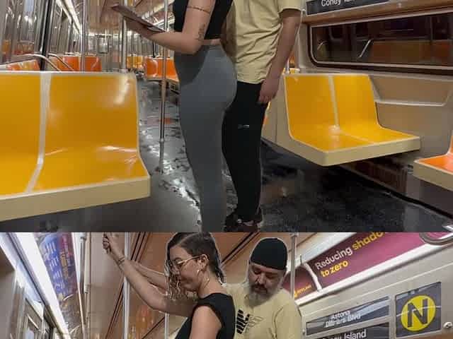 Student Girl Gets Cum on New York Subway Train.