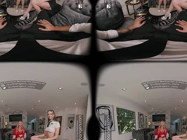 VR Bangers: 2 Hawt Flight Attendants Screw A Pilot In Excellent FFM Trio - VR Porn