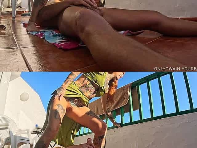 Sex on the Balcony Turns Into Hard Fuck and Creampie in the Bedroom