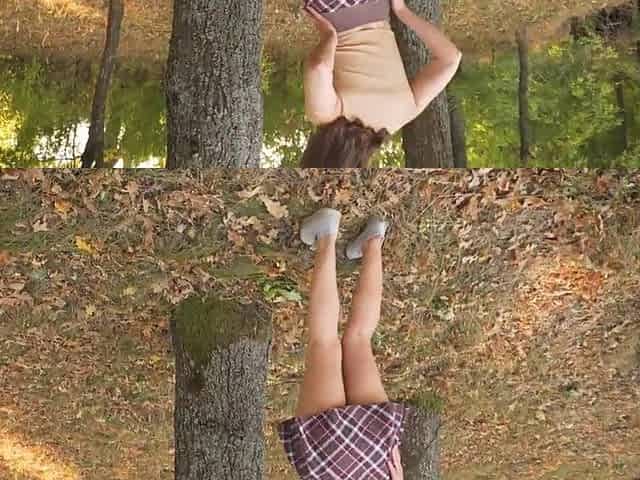 Nasty Cutie Walking In The Nature And Teasing Ass Below School Petticoat