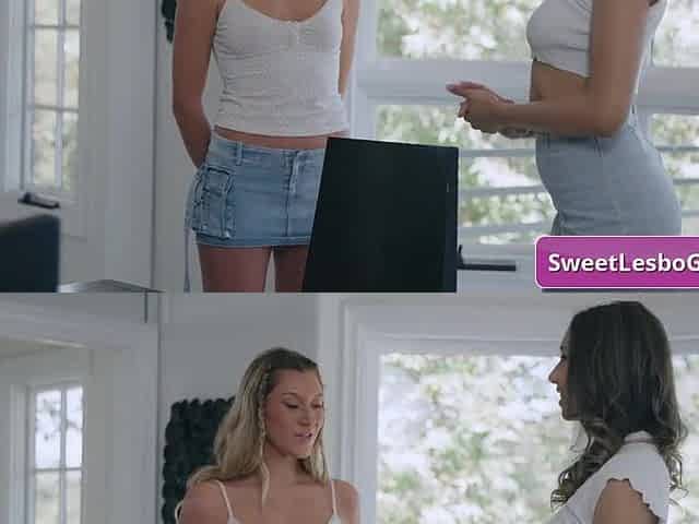 Fascinating Lesbian Angels Begin by Giving a kiss on the Daybed and Get Down to Business