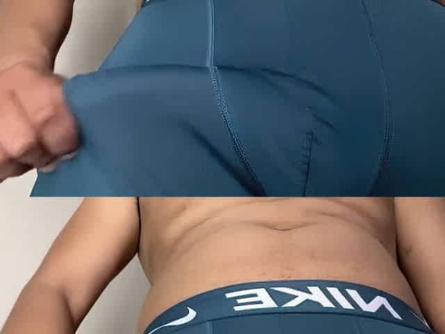 Hawt stud in green spandex teases ramrod print