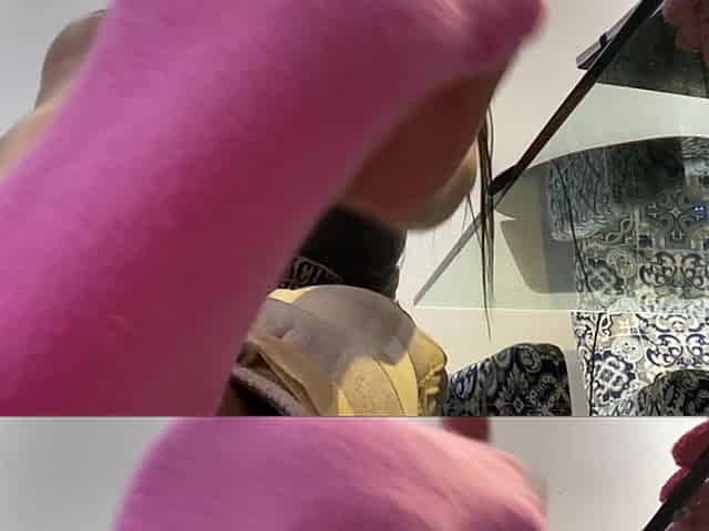 Removing Socks After Arrive Home. Sweaty Toes