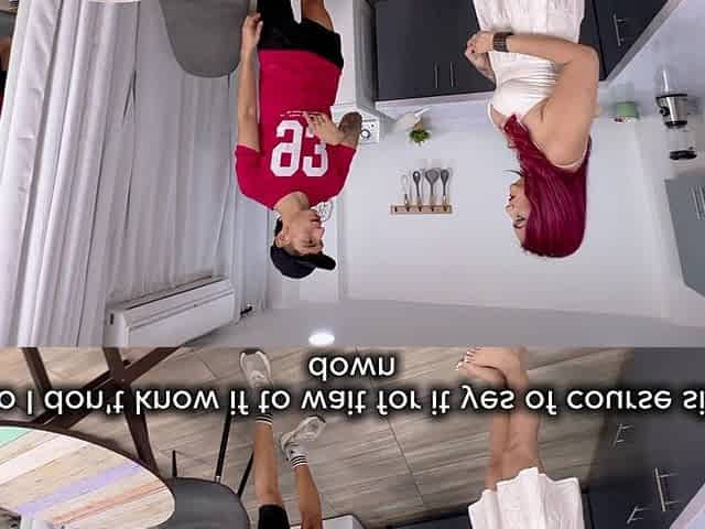 I Fuck My Stepmom's Friend in the Kitchen I Make Her Have an Orgasm with My Huge Cock
