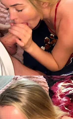 Hot ho gives blowjob and handjob in hot pov scene