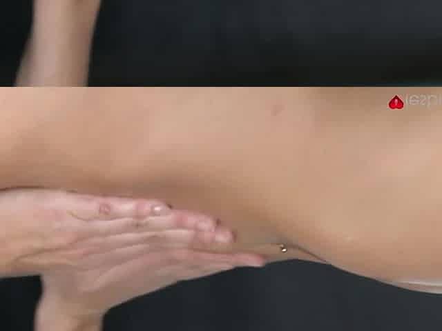 Tiny pert melons golden-haired with FASCINATING LITTLE TWAT MOUND is oiled and eaten - Lesbea