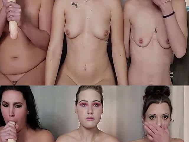 3 Gag Whores Deepthroat On A Dildo Until They And Gag Blowjob 10 Min