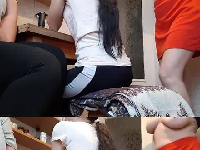 Our neighbour started masturbating in front of us with smutty talk