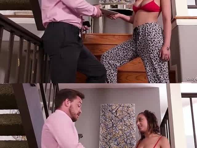 Marilyn Mansion And Kyle Mason In Is Wearing A Pink Bra While Giving A Balls Deep Blowjob To