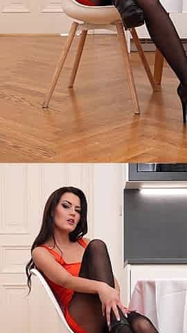 Cindy Shine Sheer Black Pantyhose Dildo Fuck