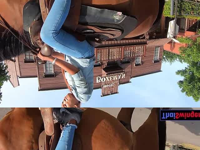 Riding a horse and fucked in a saloon with perfect ass Thai GF