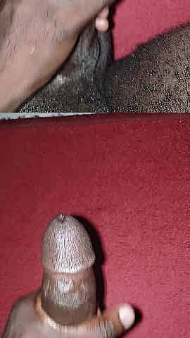 Afro hunk malik playing with his dick and cum