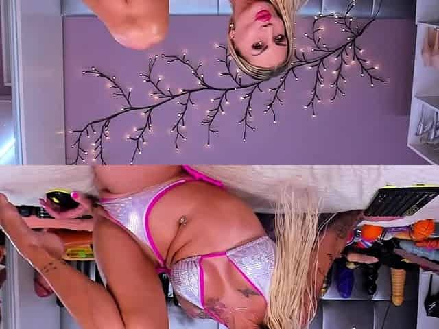 Pretty busty blonde teen babe masturbating
