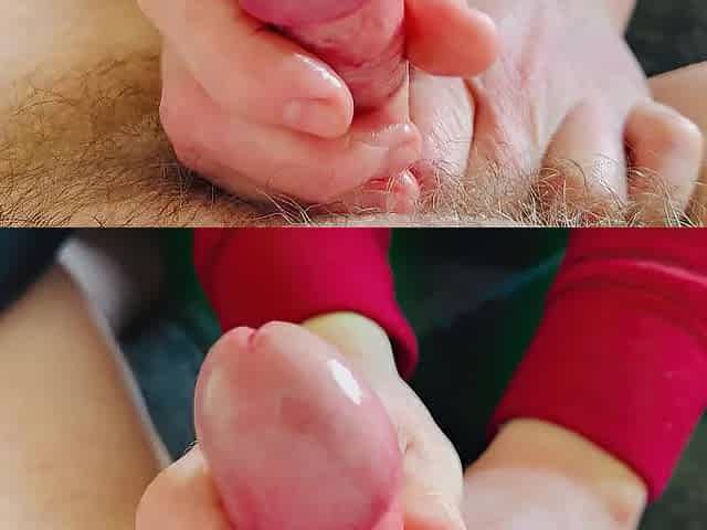 Tugjob then Footjob. Massive cum ropes!