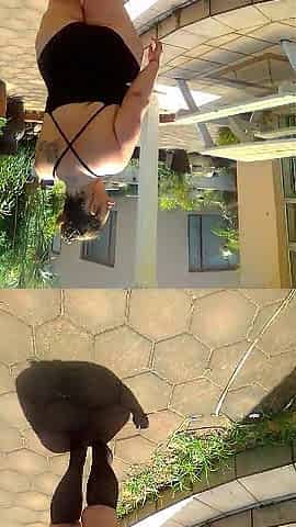 big beautiful woman in nylons and body dress doing a quick outside disrobe