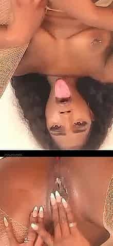 Ebony baby fingering pussy horny