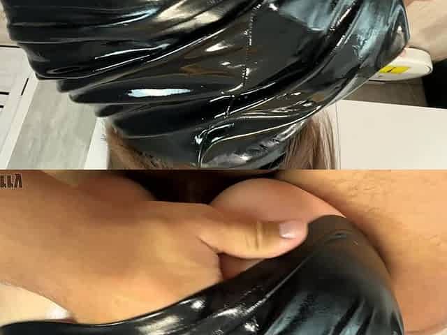 Sexy Young Wife with Big Ass in Leather Skirt in Oil Cheats on Husband with Neighbor