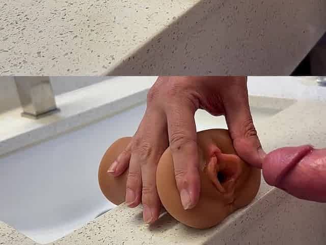 Pissing And Blowing two Loads in Hotel Washroom