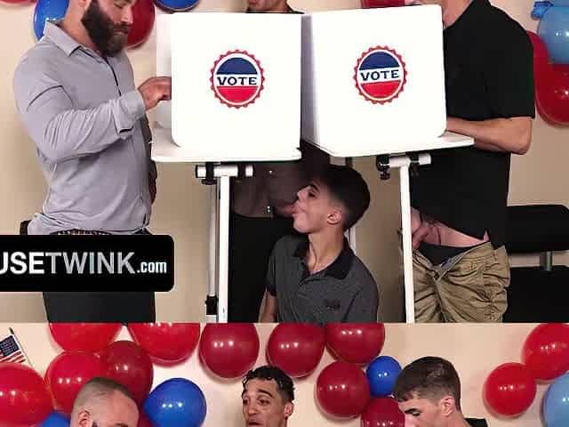 Cute Bottom Takes A Big White Election Night Erection Ft. Amone Bane & Babybear