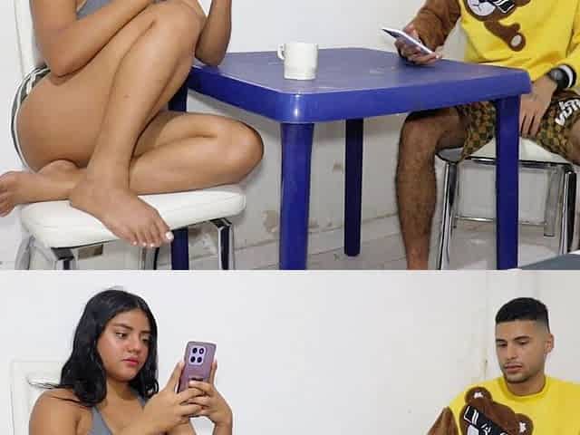 My Best Friend Distracted on Phone Ends up Being Caught with My Cock and I Fuck Her on All Fours