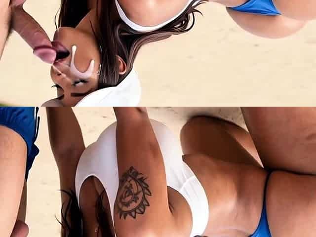 Curvy Tennis Girl in Blue Bikini Gets Pounded on the Court