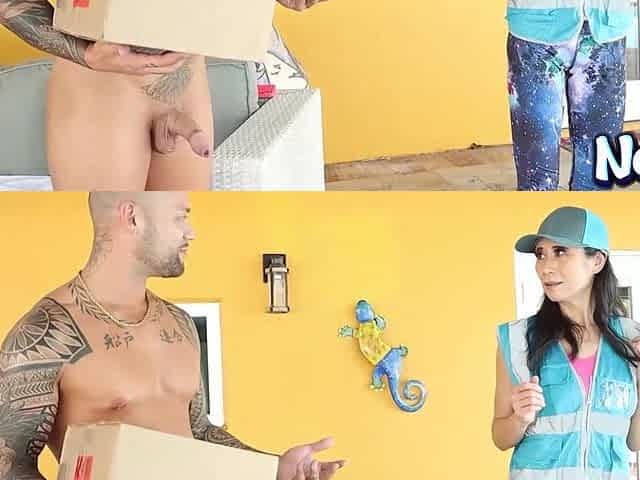 Fit Flexy Asian MILF From the Delivery Company Lets a Muscly Hunk Fuck Her Hard In the Craziest Poses
