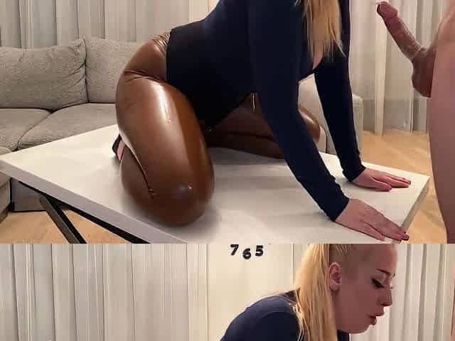 Oily Hot Big Tittied Blonde Teen 18+ In Latex Pants Blowjob With Condom