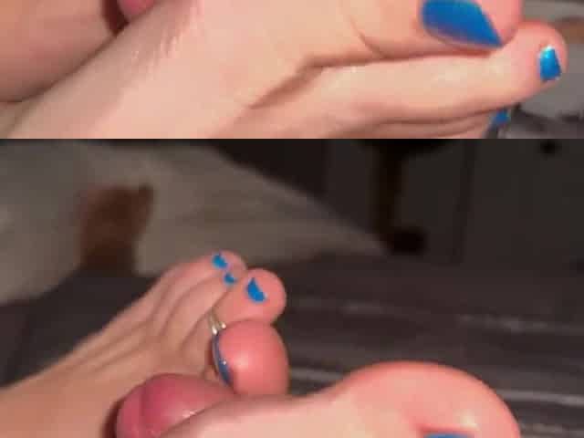 POV Footjob. Massage wand on his balls while I stroke his cock with my long sexy toes! ???? ????